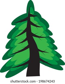 Simple vector illustration of a tree in the style of cartoons, nature and ecology concept