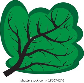 Simple vector illustration of a tree in the style of cartoons, nature and ecology concept