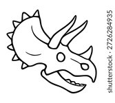 Simple vector illustration of a Triceratops dinosaur head, hand-drawn style, isolated on white