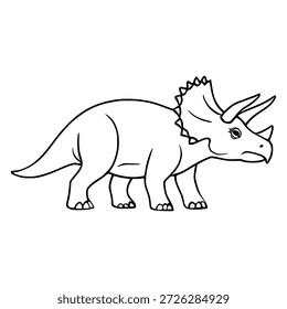 Ilustración vectorial simple de un dinosaurio Triceratops, aislado sobre fondo blanco