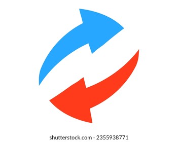 simple vector illustration of two arrows as a symbol of rotation or replay.