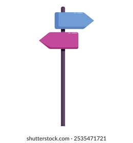 Simple vector illustration of two blank road signs pointing in opposite directions, isolated on a white background