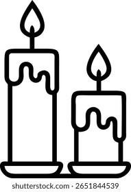 A simple vector illustration of two candles with burning flames, perfect for adding a warm and cozy feel.