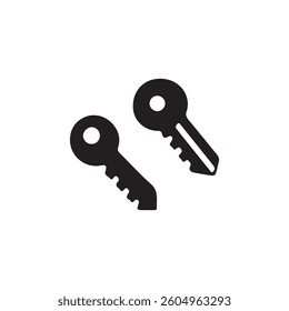 Simple Vector Illustration of Two Keys.A clean, minimalist vector graphic of two keys, perfect for use in website buttons, app icons, or other digital design elements.