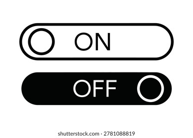 Simple vector illustration of two toggle switches, one in the on position and one in the off position. Clean, flat design.