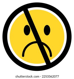 simple vector illustration unhappy smile forbidden