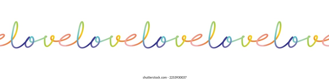 Simple Vector Illustration for Valentine's Day. Colorful Hand Drawn "Love" Isolated on a White Background. Romantic Print ideal for Banner, Ribbon Print, Web Site Element. Seamless Valentine Print.