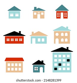 simple vector illustration variuos houses