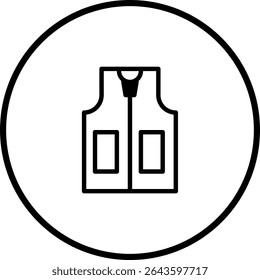 Simple Vector Illustration of a Vest for Sport and Outdoor Activities Round Icon