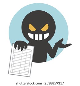 Simple vector illustration of a villain holding a paper directory