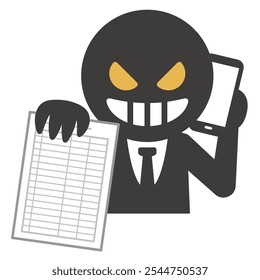 Simple vector illustration of a villain holding a roster