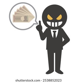 Simple vector illustration of a villain and money