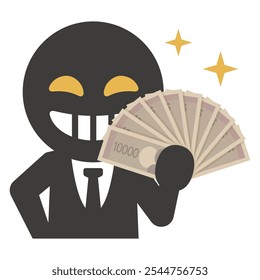 Simple vector illustration of a villain with money