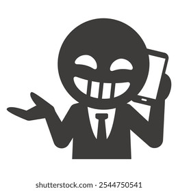 Simple vector illustration of a villain talking on a smartphone