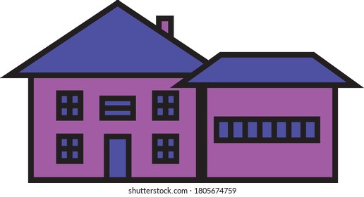 Simple ilustración vectorial de la casa violeta-lilac