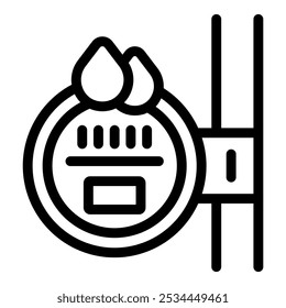 Einfache Vektorgrafik eines Wasserzählers, ideal für Themen wie Wasserverbrauch, Versorgungsunternehmen und Sanitäranlagen