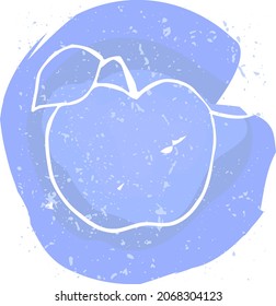 Simple vector illustration with white line drawing of apple on watercolor spot background. logo and icon design. 