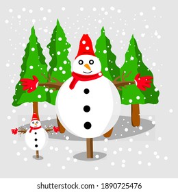 
Simple vector illustration of winter atmosphere and snowman