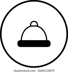 Simple vector illustration of a winter hat icon inside a circle outline