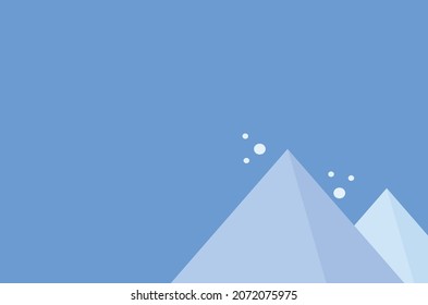 
simple vector illustration, winter snowy landscape blue background. and an illustrated image of a mountain peak. With a copy space area suitable for chirsmast and new year themed content, etc.