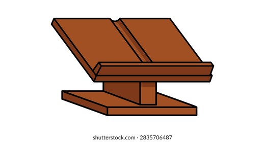 A simple vector illustration of a wooden book stand or lectern isolated on a white background.