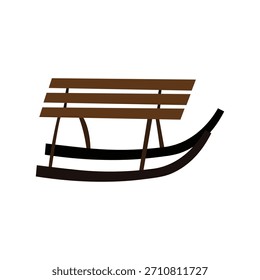 Ilustración vectorial sencilla de un trineo de madera, apto para el invierno