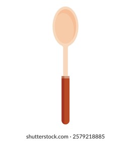 Simple vector illustration of a wooden spoon with a brown handle standing up on a white background