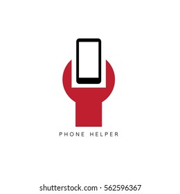 simple vector illustration of wrench and phone
