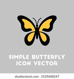 A simple vector illustration of a yellow and black butterfly icon.