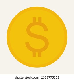 ilustración vectorial simple moneda amarilla en blanco
