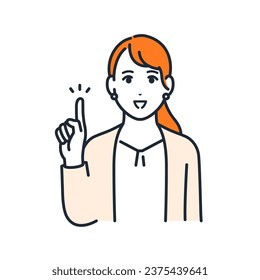 A simple vector illustration of a young business woman pointing and explaining