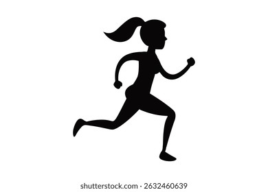 Simple vector illustration of a young woman jogging in a sporty outfit. Perfect for fitness, health, and lifestyle topics.