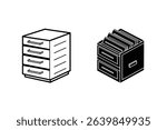 Simple vector illustrations of two file cabinet drawers showing storage of documents and files.