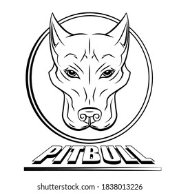 Simple vector image of an American pit bull Terrier. Vector isolated illustration in black color on white background. Image for design and tattoo