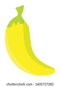 Simple, vector image of banana on white background. Motifs of food, fruits and vegetables, crop of agriculture