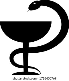 A simple vector image of the Bowl of Hygieia [Hygeia], medical and pharmaceutical symbol with Greek origin