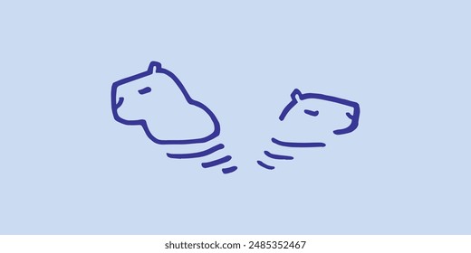 Simple vector image of a capybara floating in water