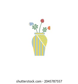 Simple vector image of flowers in a vase