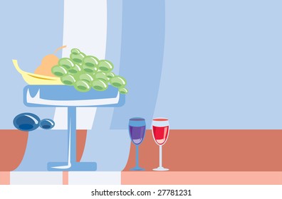 simple vector image of fruits on the table