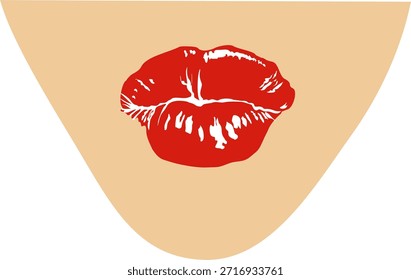 simple vector image of a girl or woman's lips with red lipstick isolated on white
