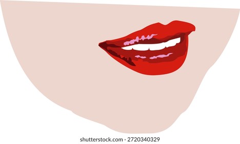 simple vector image of a girl or woman's lips with red lipstick isolated on white
