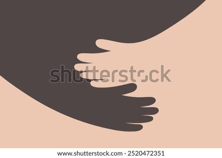 Simple vector image of hands hugging, signifying protection, friendship, and support. Suitable for logos and branding of community aid organizations