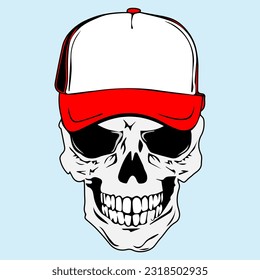 Abstract Vector Illustration Black And White Skull Without Lower Jaw In  Sunglasses And Baseball Cap. Design For Tattoo Or Print T-shirt. Royalty  Free SVG, Cliparts, Vectors, and Stock Illustration. Image 89925661.