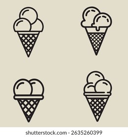 Uma imagem vetorial simples para a silhueta vetorial de cones de sorvete.