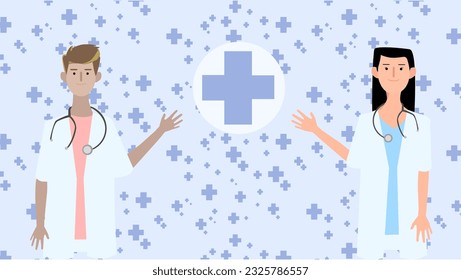 Simple vector image of medicals and cross symbol. 2d vector