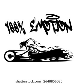 Simple Vector Image Of A Motorcycle In The Form Of A Human Skeleton On A White Background With Lettering BORN TO RIDE. T-shirt Image. Image For Tattoo. Jacket design.
