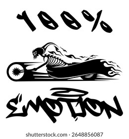 Simple Vector Image Of A Motorcycle In The Form Of A Human Skeleton On A White Background With Lettering BORN TO RIDE. T-shirt Image. Image For Tattoo. Jacket design.