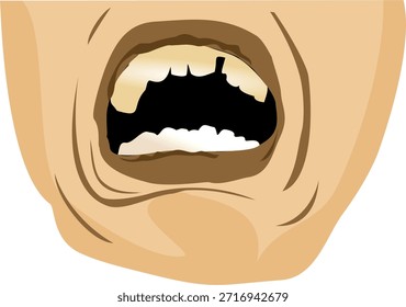 simple vector image of mouth expression of adult man isolated on white
