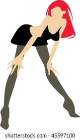 simple vector image of posing young woman without face