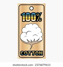 Simple Vector Image Of A Tag With A Cotton Ball With The Inscription 100% COTTON